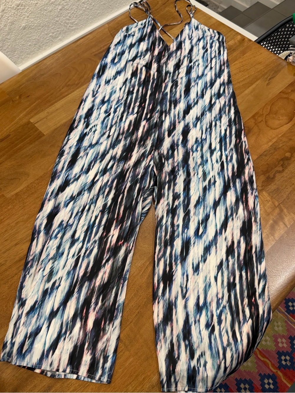 Dolce Vita Blue, White & Pink Printed Wide-Leg Cropped Jumpsuit Size Medium
